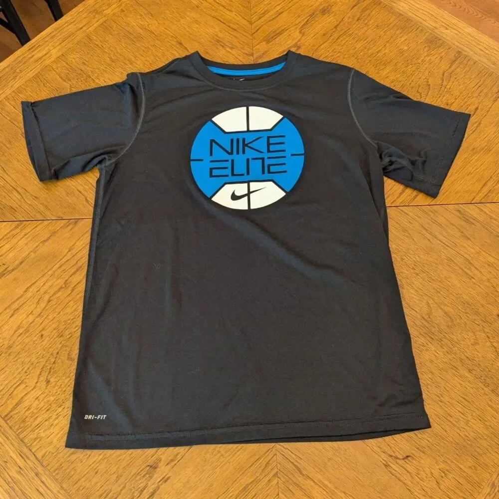 Nike Elite Dri-FIT Black Blue Basketball Graphic T-Shirt Youth XL